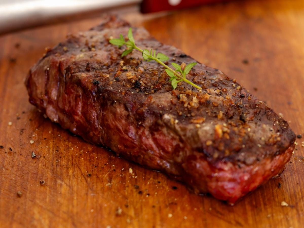 Rare Denver Steak carcass grilled