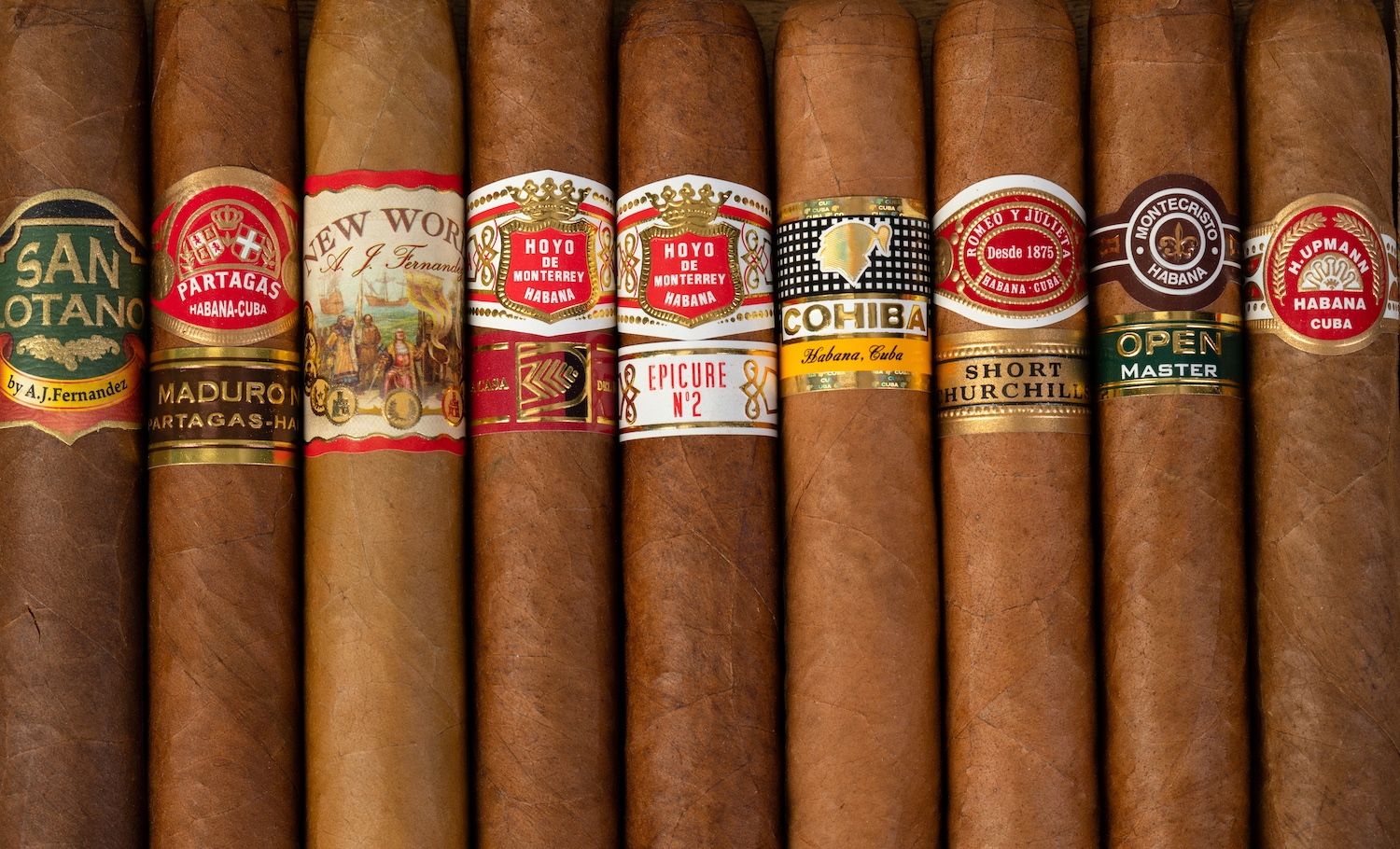Cuban cigar in a row