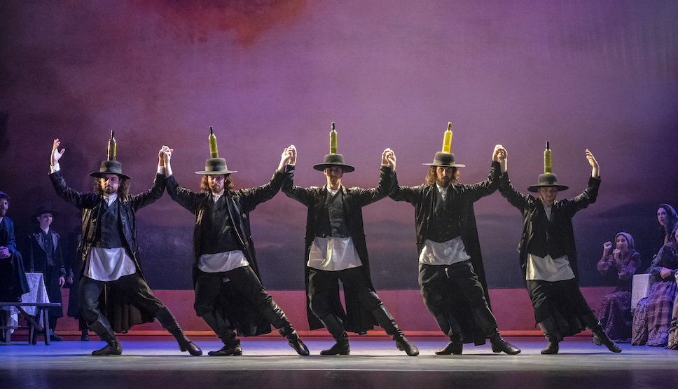 Ali Arian Molaei (Villager), Scott Willits (Villager), Brayden Singley (Villager), James Jude Johnson (Villager) and Max Derderian (Villager) in the North American Tour of FIDDLER ON TE ROOF - Photo by Joan Marcus (0258)
