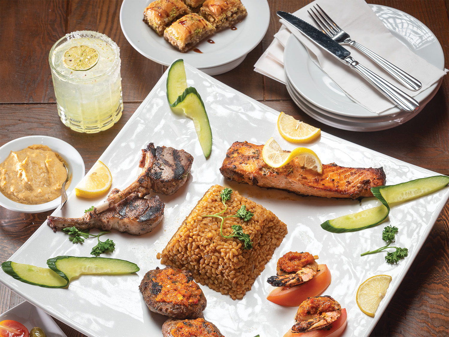 BR_Sofra_MiddleEasternFoods on white Square Dishes