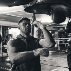 Ben Alvarez shows off his punching power