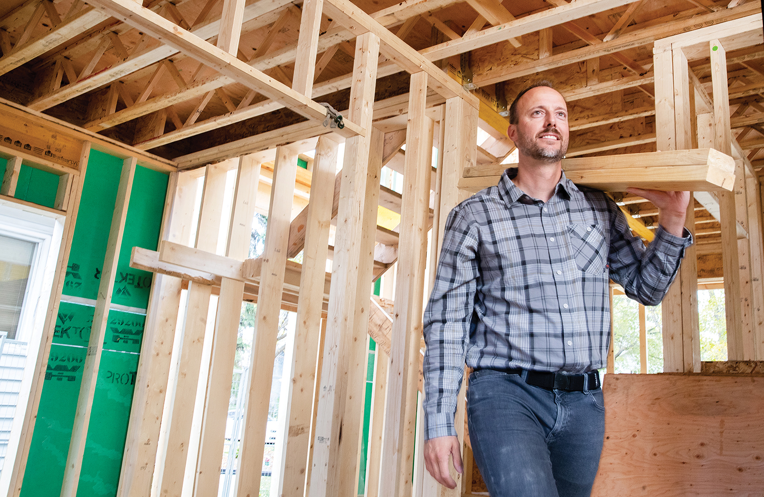 Andrew Harbinson in home that's under construction