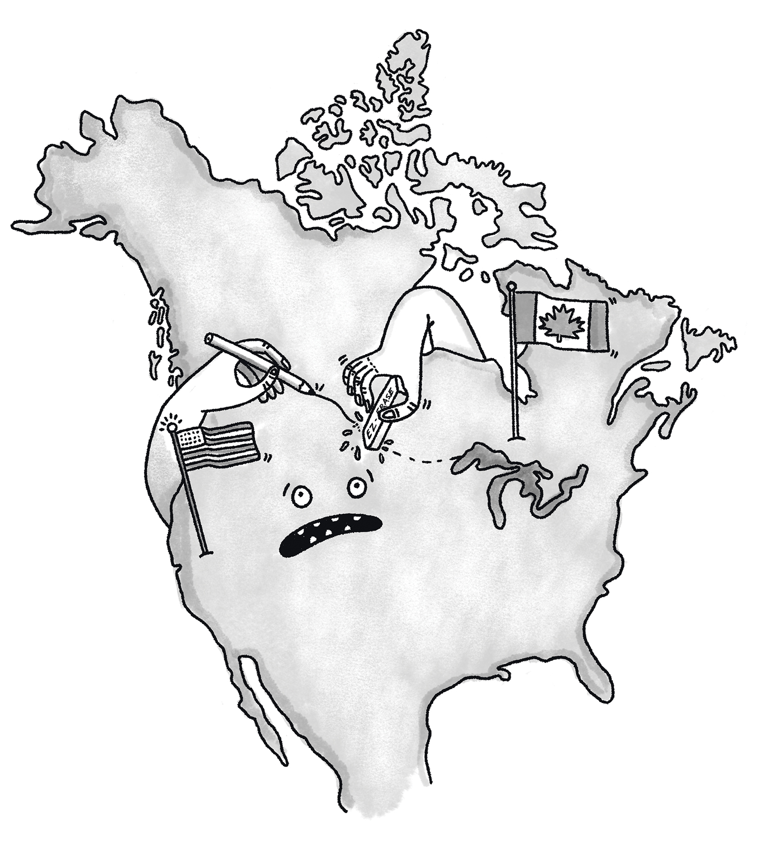 City_Canada&USAMap_HandsRewritingBorder_Illo