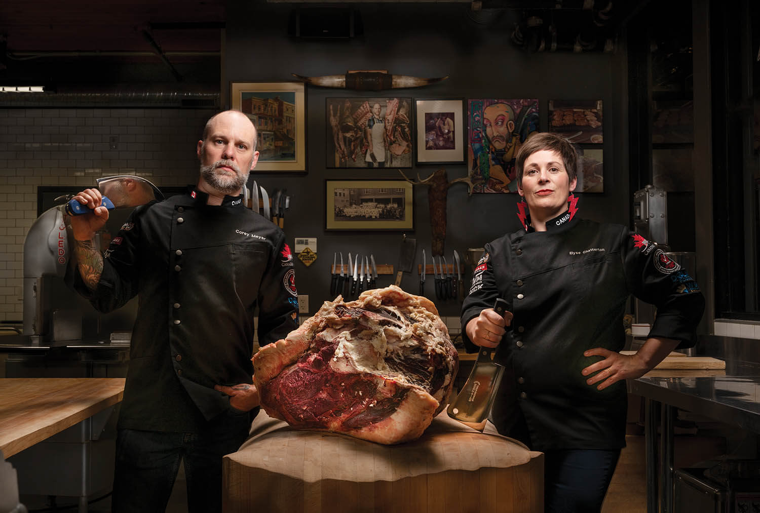 CoreyMeyer_ElyseChatteron_StandingOnEitherSideOFBigCutOfBeef
