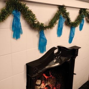 COVID Christmas fireplace