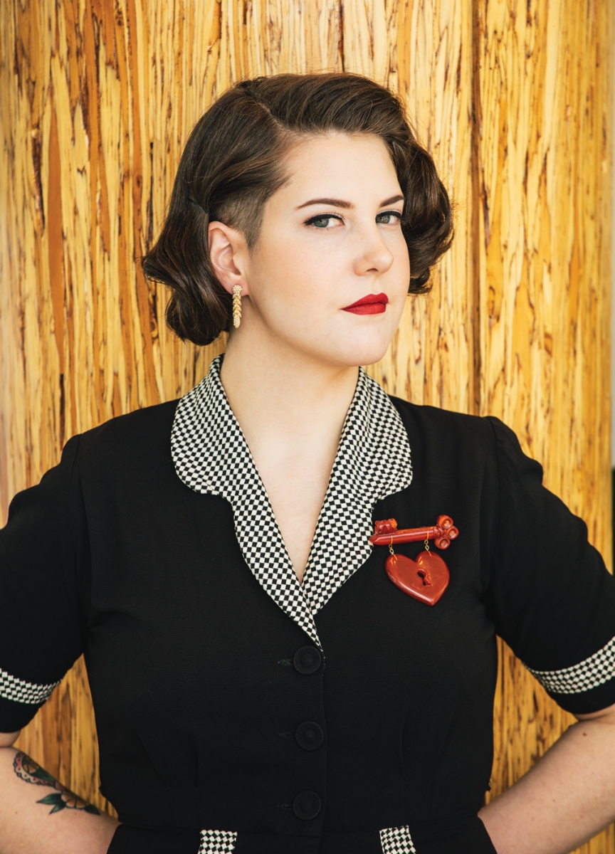 Vintage suit from Adeline's Attic on Etsy; vintage earrings; reproduction brooch from MerriWeather on Etsy; vintage bracelet from The PrettySecrets on Etsy