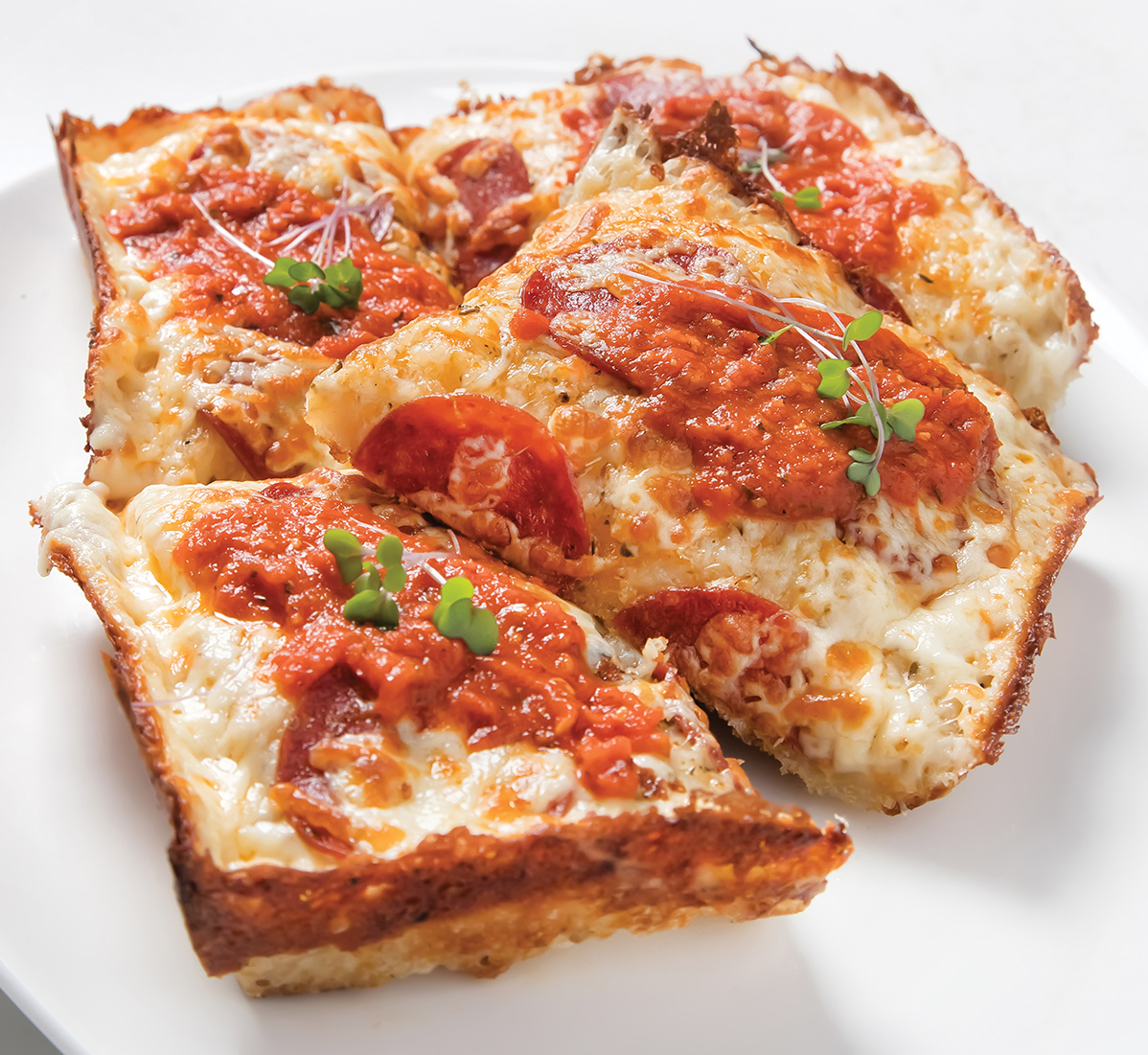 Classic pepperoni Detroit-style pizza 