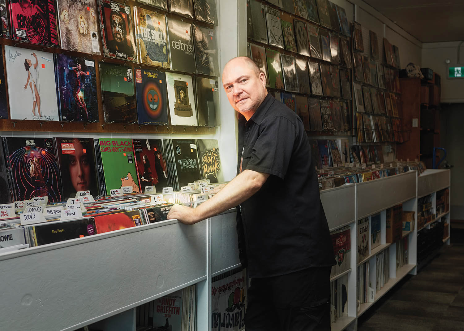 Rich Liukko browsing through the stacks at Freecloud Records