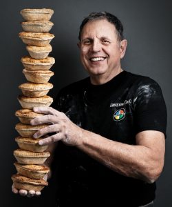 Jonathan Avis with meat pies