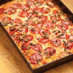 Pepperoni and mushroom pizza from High Dough