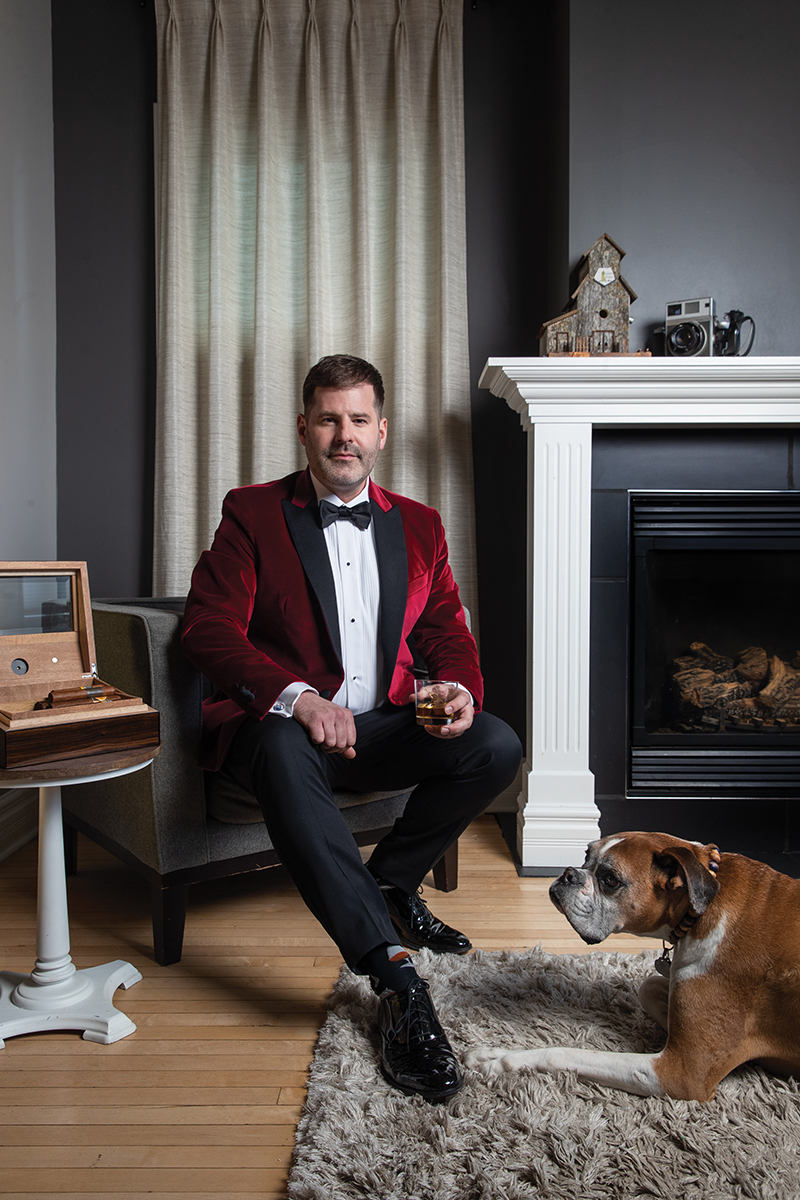 Ryan enjoys a nightcap as Moses keeps him company