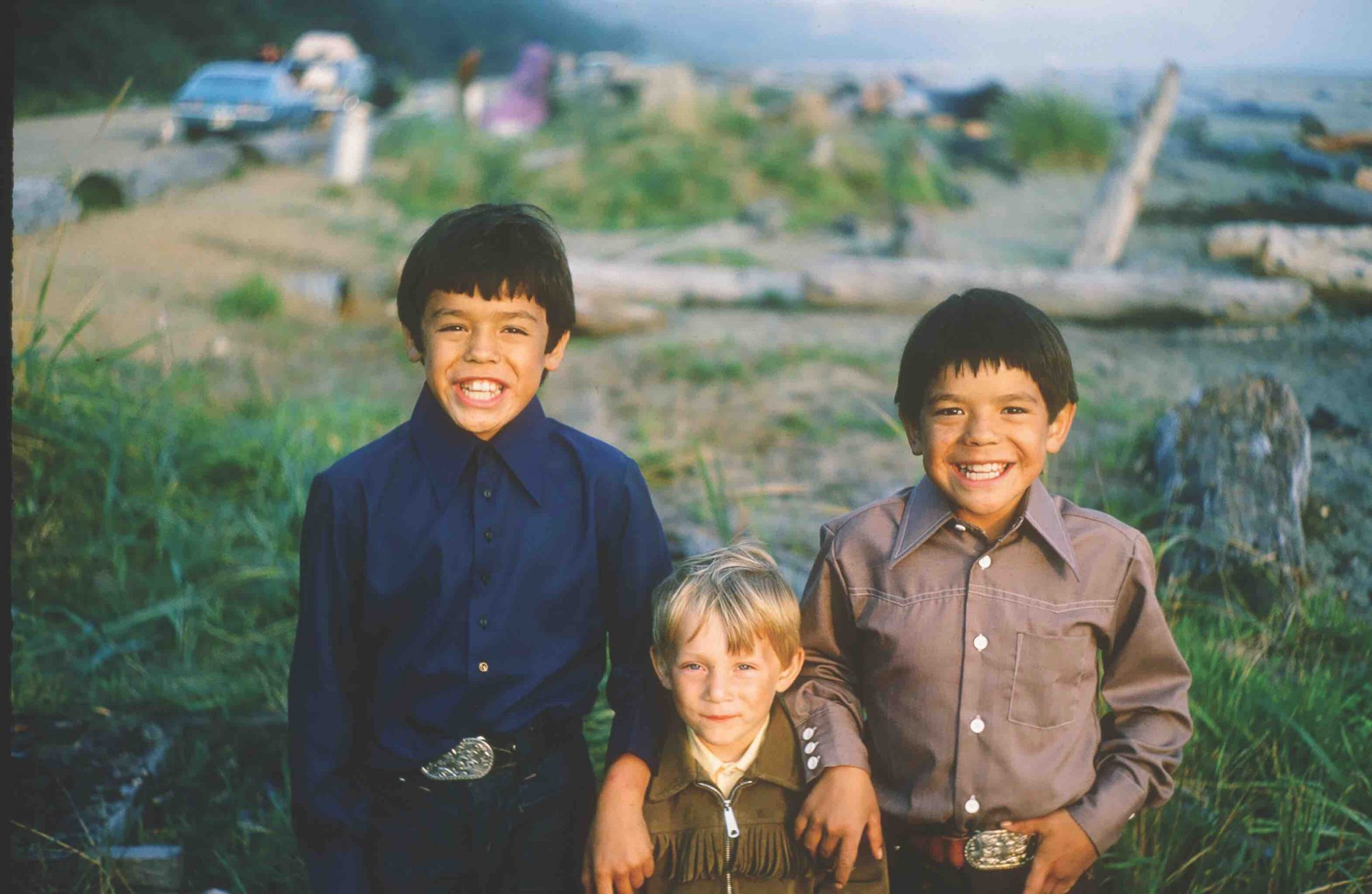 Lewis Cardinal, left, with brothers Mickey Phillips and Lorne Cardinal