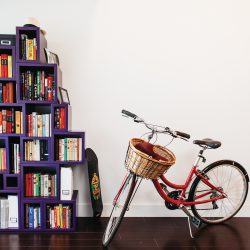Bicycle and bookshelf