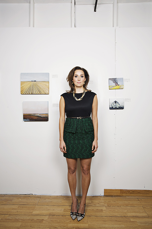 Greylin dress,$149, belt, $68
and necklace, $39, from Shades of Grey Boutique; earrings,
$5.99, Simons.  