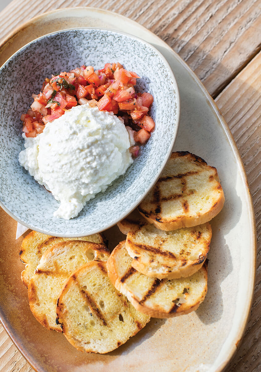 Fresh ricotta and bruschetta