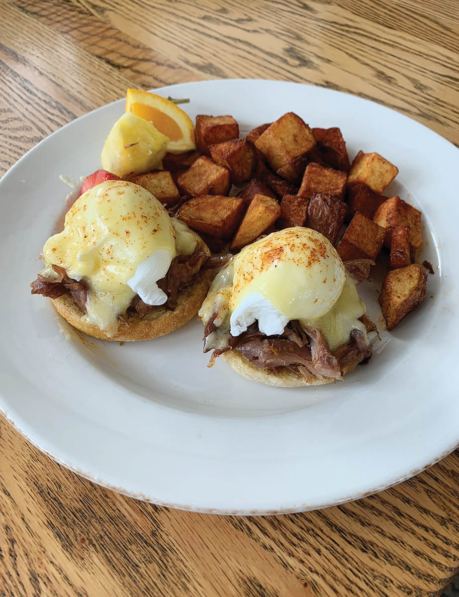 Riverbank Bistro Duck Confit Eggs Benedict