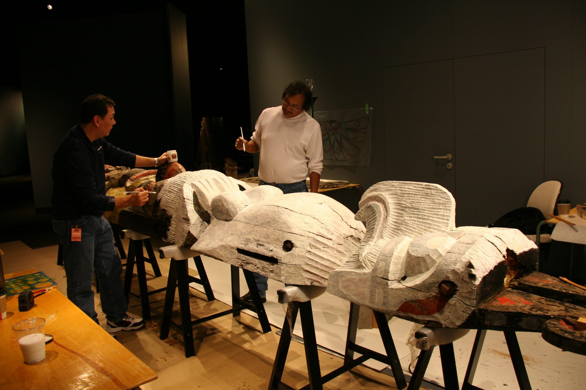 Sunwapta totem pole, under restoration