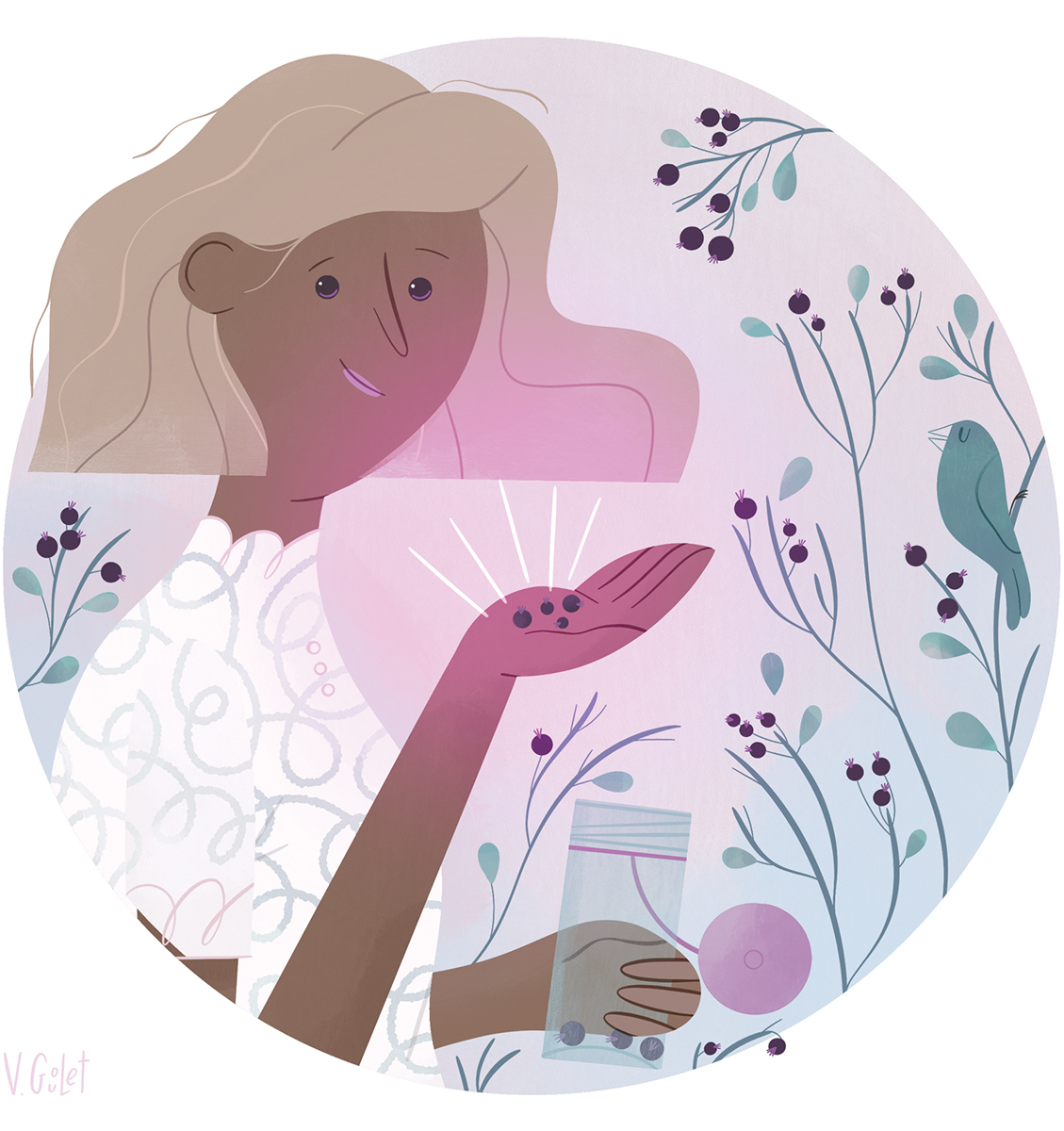 SoftPastelIllo_WomanWithBerriesInHand