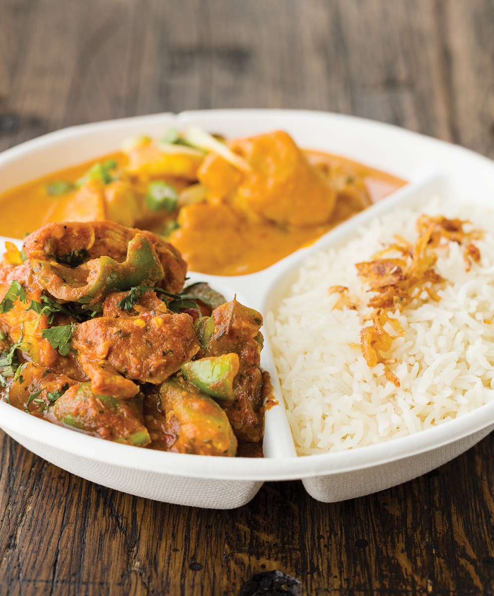 Tiffin, plate of butter chicken