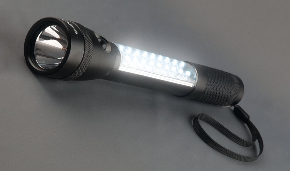 Eddie Bauer's multi-function LED flashlight ($29.95) has an illuminated handle and magnetic base to easily store it on a fridge or filing cabinet. (Southgate Centre, 780-437-1155, and several other locations)
