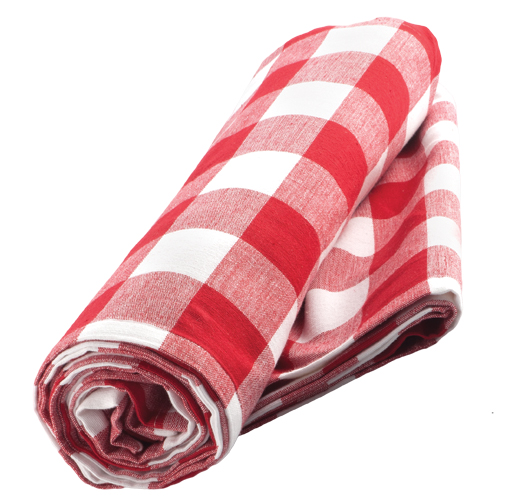 Now Designs' red-check tablecloth is $35 at Zocalo Gallery Inc. (10826 95 St., 780-428-0754) 